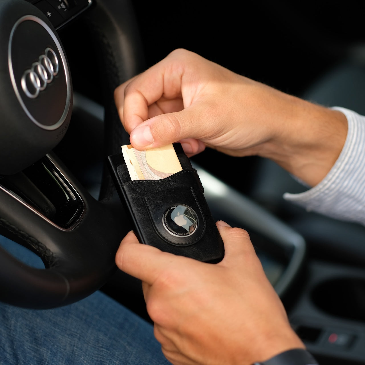 Parvus™ AirTag Wallet: Premium leather card holder wallet with built-in Apple AirTag slot. This smart wallet for men offers RFID protection, quick card access, and extra storage. Ideal as a credit card holder, card case, and wallet with AirTag. Best smart wallet choice.