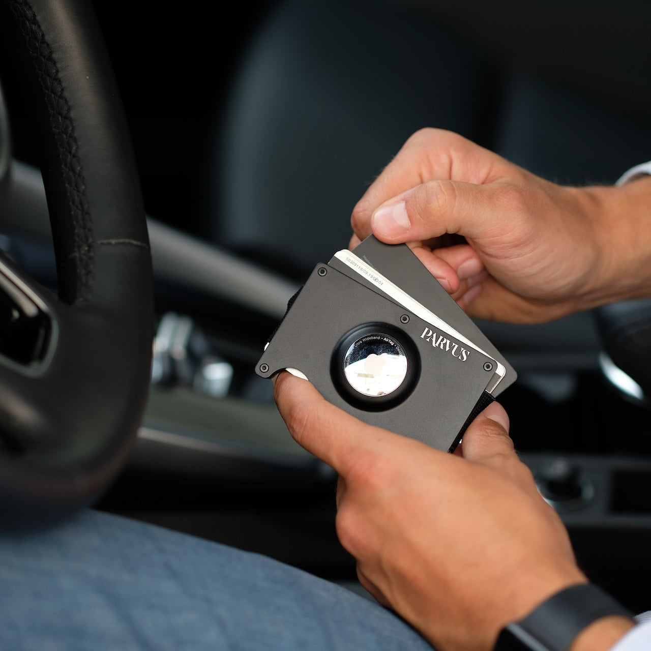 Parvus™ AirTag Wallet: Premium leather card holder wallet with built-in Apple AirTag slot. This smart wallet for men offers RFID protection, quick card access, and extra storage. Ideal as a credit card holder, card case, and wallet with AirTag. Best smart wallet choice.