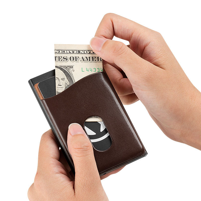 Parvus™ Leather Slim RFID Blocking Wallet-BILL-DARK-BROWN