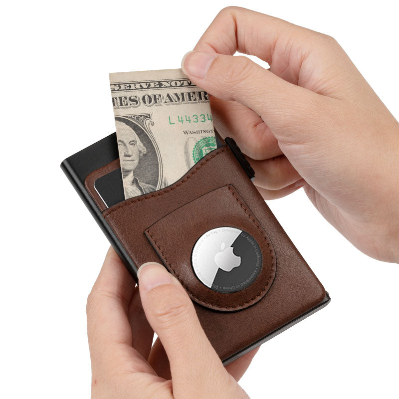 Parvus™ AirTag Wallet: Premium leather card holder wallet with built-in Apple AirTag slot. This smart wallet for men offers RFID protection, quick card access, and extra storage. Ideal as a credit card holder, card case, and wallet with AirTag. Best smart wallet choice.