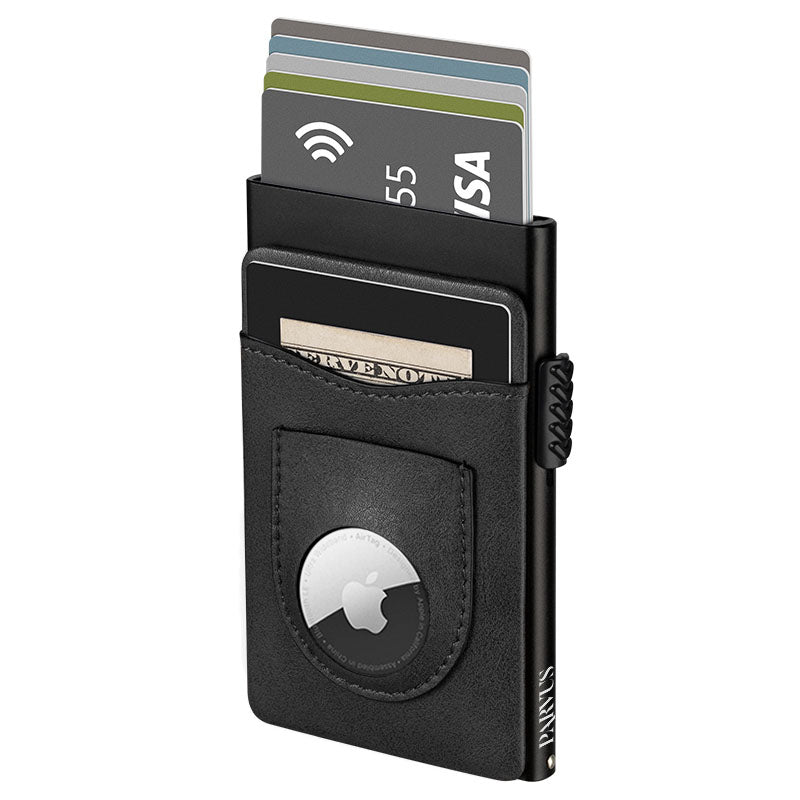 Parvus™ AirTag Wallet: Premium leather card holder wallet with built-in Apple AirTag slot. This smart wallet for men offers RFID protection, quick card access, and extra storage. Ideal as a credit card holder, card case, and wallet with AirTag. Best smart wallet choice.