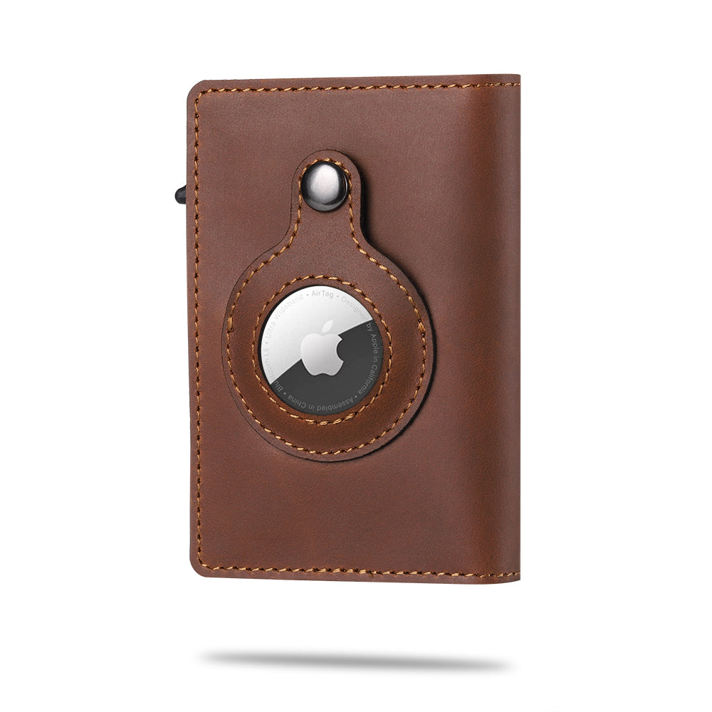 Parvus™ AirTag Wallet: Premium leather card holder wallet with built-in Apple AirTag slot. This smart wallet for men offers RFID protection, quick card access, and extra storage. Ideal as a credit card holder, card case, and wallet with AirTag. Best smart wallet choice.