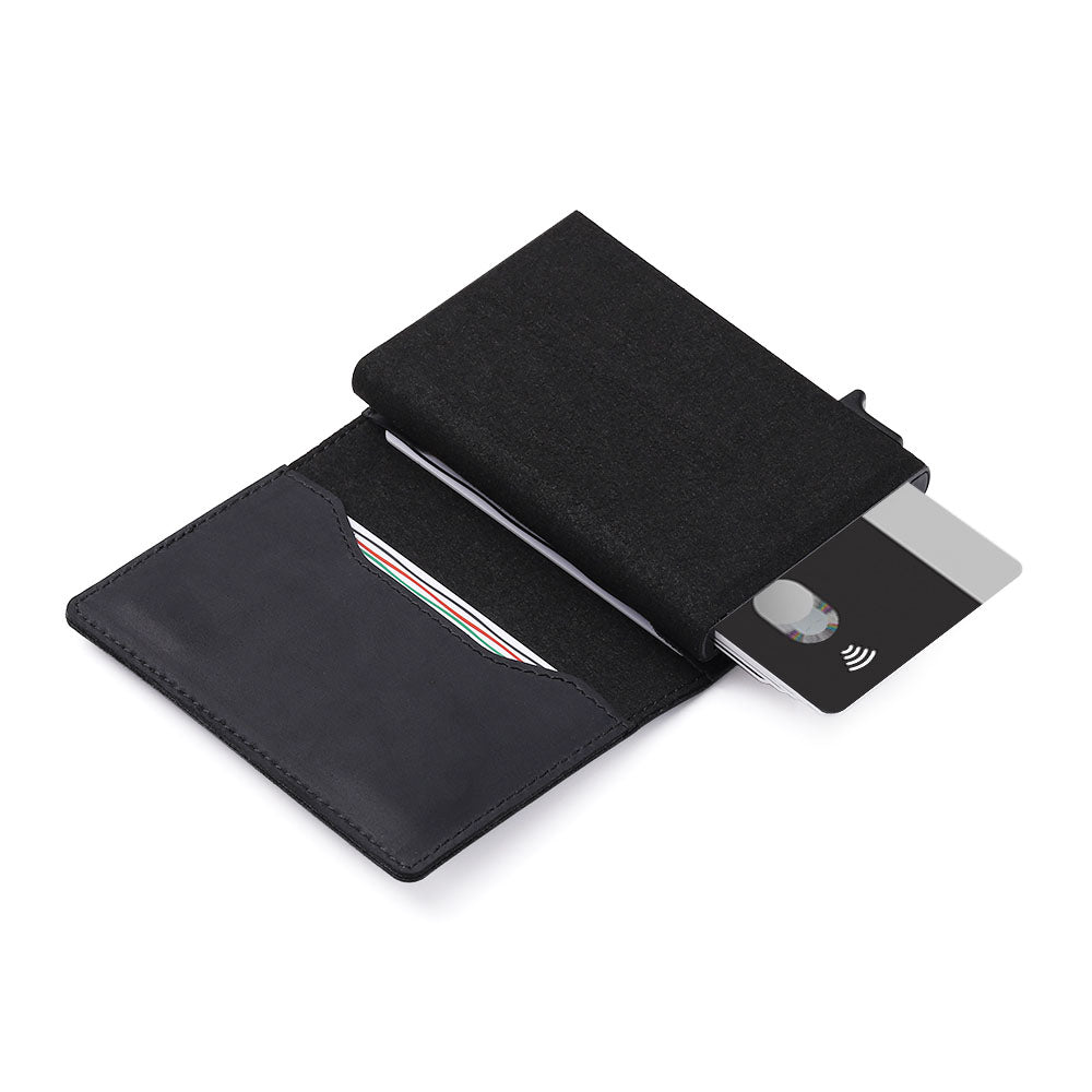 Parvus Slim RFID Wallet for Apple Airtag Black Back unfolded