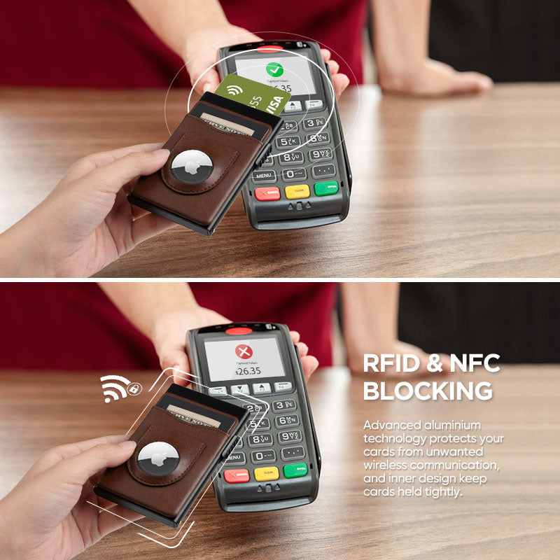 Achetez Pour le Portefeuille de Crédit en Cuir de Portefeuille Apple Airtag  en Cuir RFID RFID Blocking Minimalmal Cdet Cdet Card Protector - Rose de  Chine
