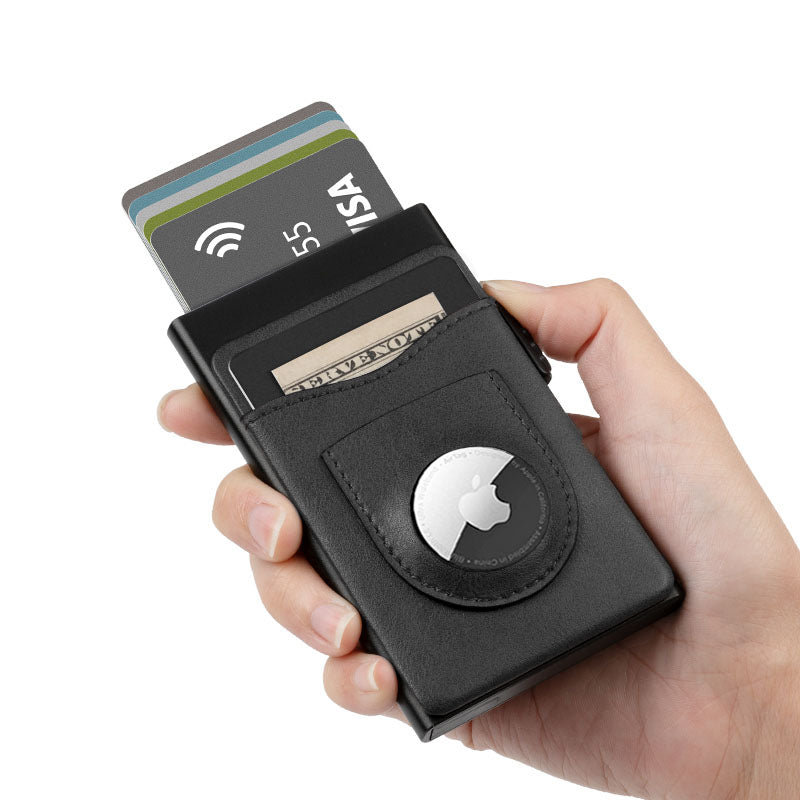 Anovus Black Apple AirTag Wallet | Minimalist Pocket-Sized Genuine Leather  Credit Card Holder with R…See more Anovus Black Apple AirTag Wallet 